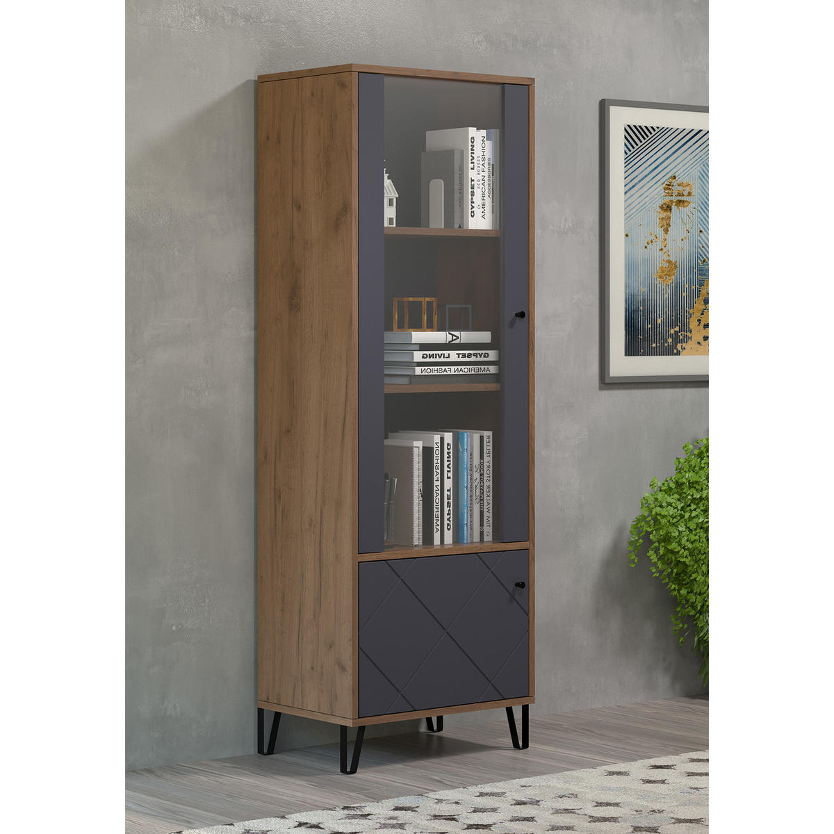 VITRINE Touch Graphitfarben - Graphitfarben, Holzwerkstoff (63/172/40cm) - Trendteam