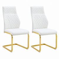 ESSZIMMERSTUHL 2er-Set hohe Rückenlehne PU-Leder Weiß Goldfarben - Weiß, Metall (63/100/43cm) - Meubliv