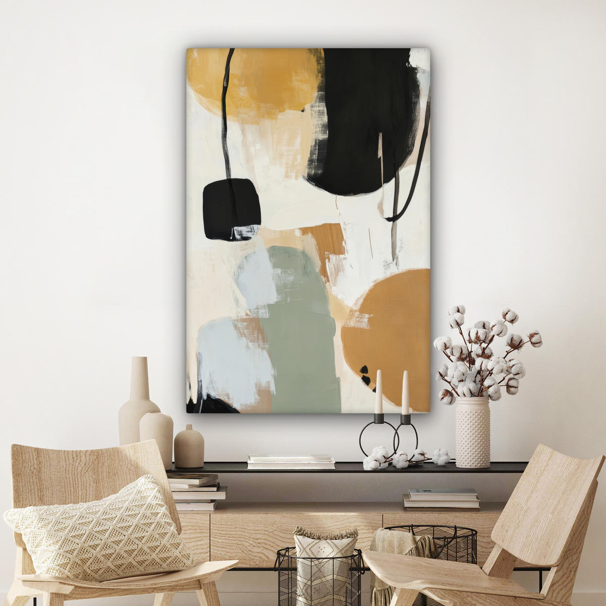 LEINWANDBILD Farbe - Abstrakt - Farben Deko Groß 90x140 cm - Currygelb, Textil (90/140cm) - MuchoWow