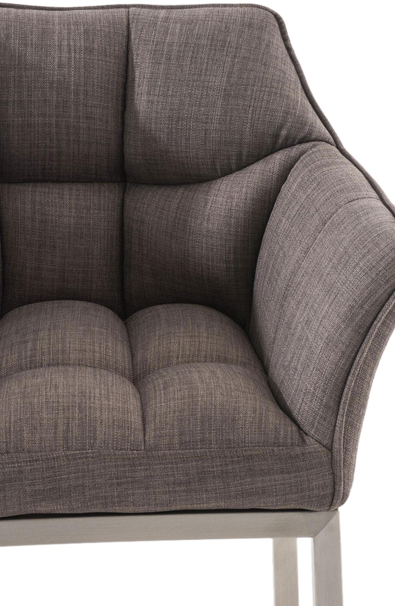 BARHOCKER Stoff grau - Edelstahlfarben/Grau, Textil/Metall (64/110/48cm) - CLP