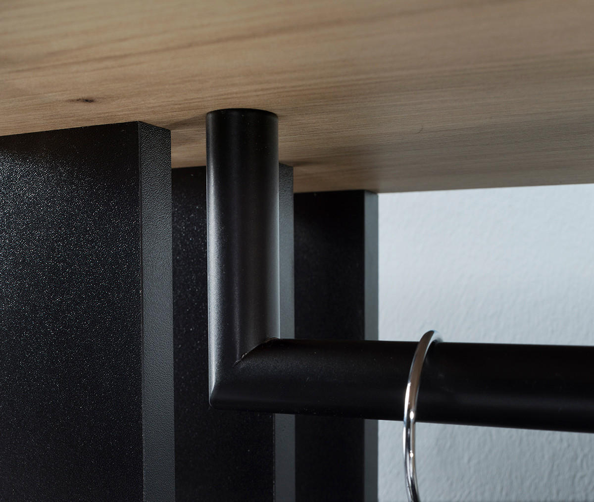 GARDEROBENSCHRANK Milanoir Eiche Artisan Schwarz 100/189,4/33 cm - Modern mit Spiegel - Hellbraun/Schwarz, Holzwerkstoff/Kunststoff (100/189.4/33cm) - AX Living