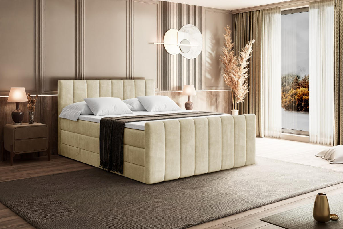 BOXSPRINGBETT OTTA-Z KING - 200x200 - H3/H4 - Beige - Beige, Holzwerkstoff (200/200cm) - ALTDECOR