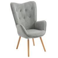 OHRENSESSEL in Webstoff, Grau - Hellgrau, Holz/Textil (66/106/53cm) - Meubles Cosy