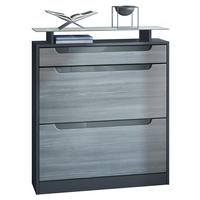 SCHUHSCHRANK Fiesta Fronten in Avola Anthrazit, Griffmulden in Grau Hochglanz - Anthrazit, Holzwerkstoff (89/104/23cm) - Vladon