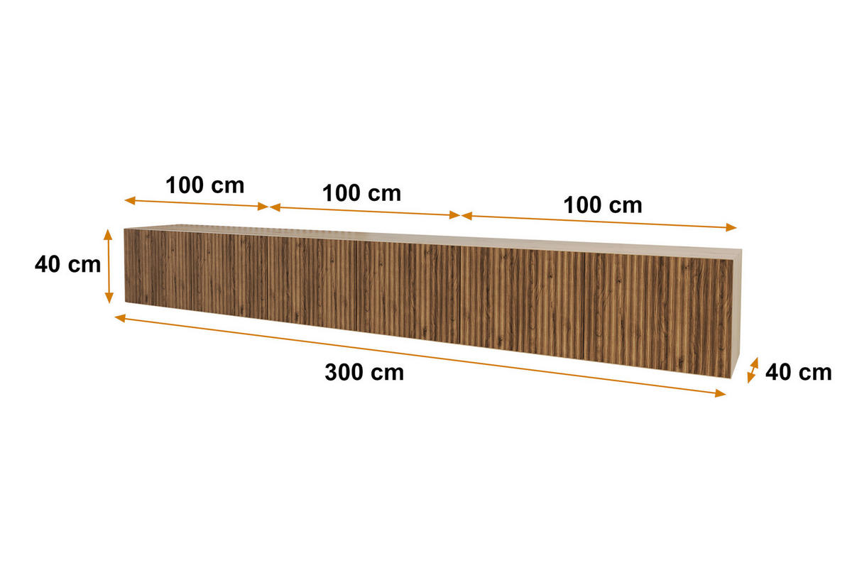LOWBOARD NOA-2-W 3x100x40x40 cm - Artisan / Katania - Eiche Wotan, Holzwerkstoff (300/40/40cm) - ALTDECOR