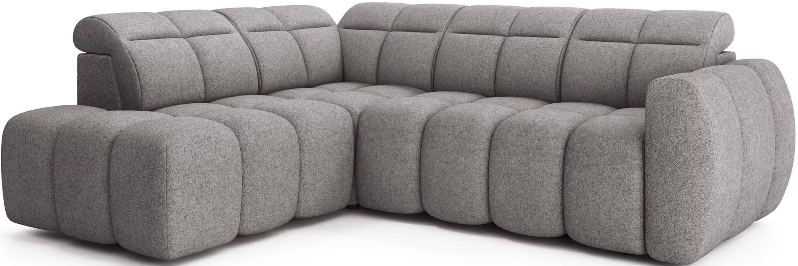 ECKSOFA mit elektrischem Sitzvorschub, Bettkasten und verstellbare Kopflehnen - Dunkelgrau, Naturmaterialien/Textil (258/208cm) - Eltap