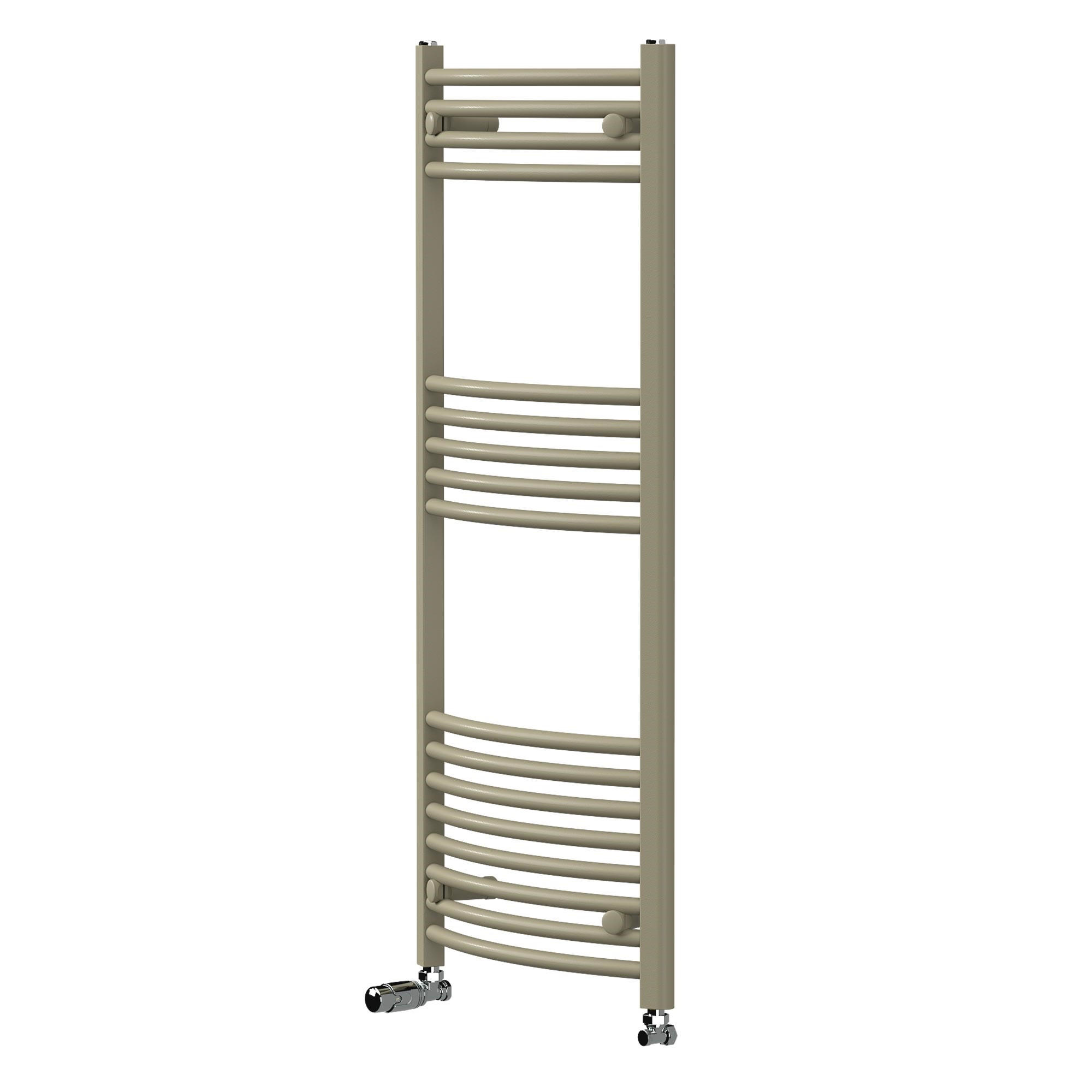 HANDTUCHHEIZKÖRPER 500 x 1200 mm Beige mit Thermostatventil Badheizkörper gebogen mit Seitenanschluss - Beige, Metall (50/120/3cm) - LuxeBath