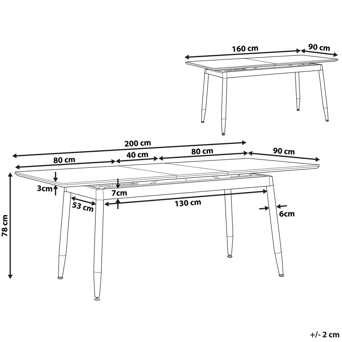 ESSTISCH 160-200/90/78 cm Dunkelbraun, Schwarz, Goldfarben Rechteckig California - Dunkelbraun, Holzwerkstoff (200/90/78cm) - Beliani