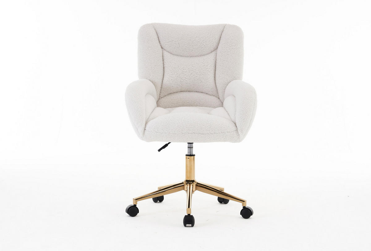 DREHSTUHL Teddy-Stoff höhenverstellbar und 360° drehbar 64/62/92.5 cm Weiß - Weiß, Textil (62/92.5/64cm) - Redom