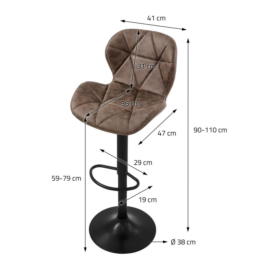 Thumbnail - Ml-Design Barhocker, Braun, Metall, 41x110x47 cm, Esszimmer, Barmöbel, Barhocker
