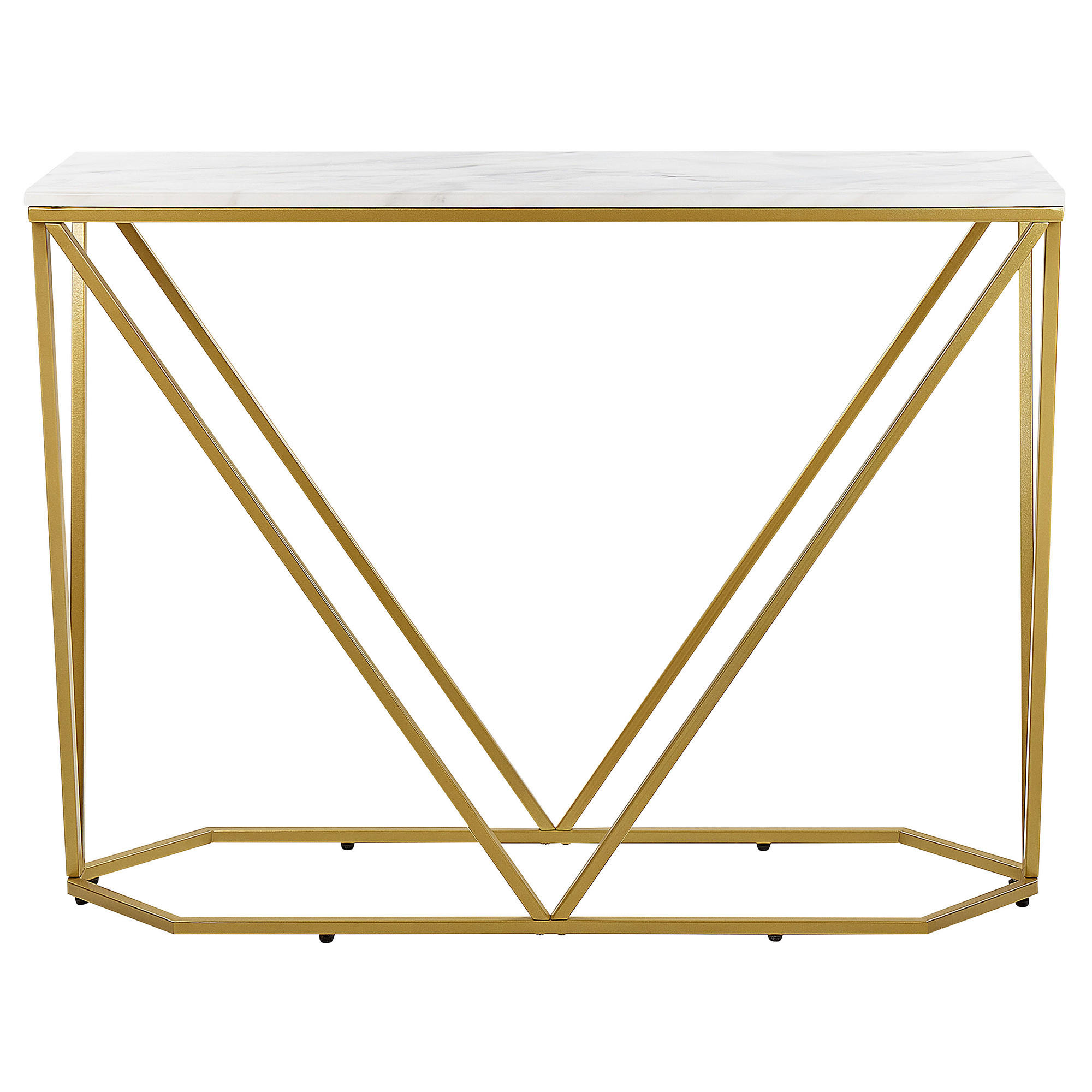 KONSOLENTISCH Marmoroptik weiß/gold Hazen - Goldfarben/Weiß, Holzwerkstoff (30/100/75cm) - Beliani