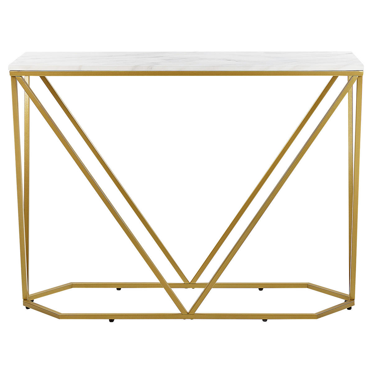 KONSOLENTISCH Marmoroptik weiß/gold Hazen - Goldfarben/Weiß, Holzwerkstoff (30/100/75cm) - Beliani
