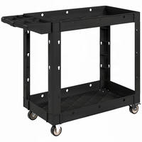 WERKSTATT-ROLLWAGEN mit 2 Etagen, Werkzeugwagen mit Seitengriff, Hakenlöchern - Schwarz, Kunststoff (43.5/84.5/102.6cm) - HOMCOM