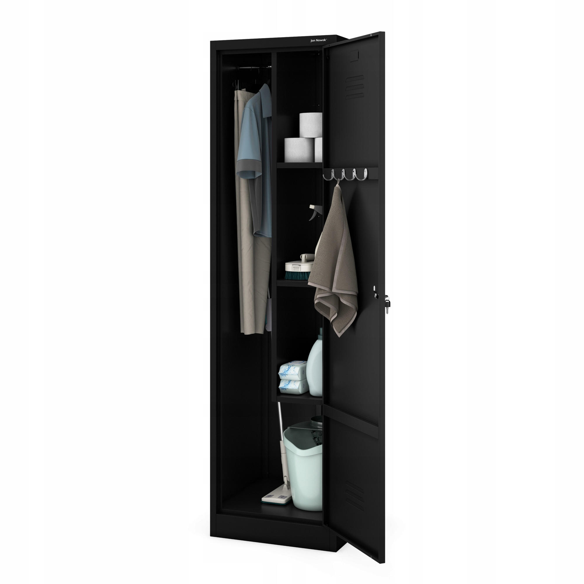 BESENSCHRANK Haushaltsschrank AGNES 185x50x50 cm - Schwarz, Metall (50/185/50cm) - Jan Nowak