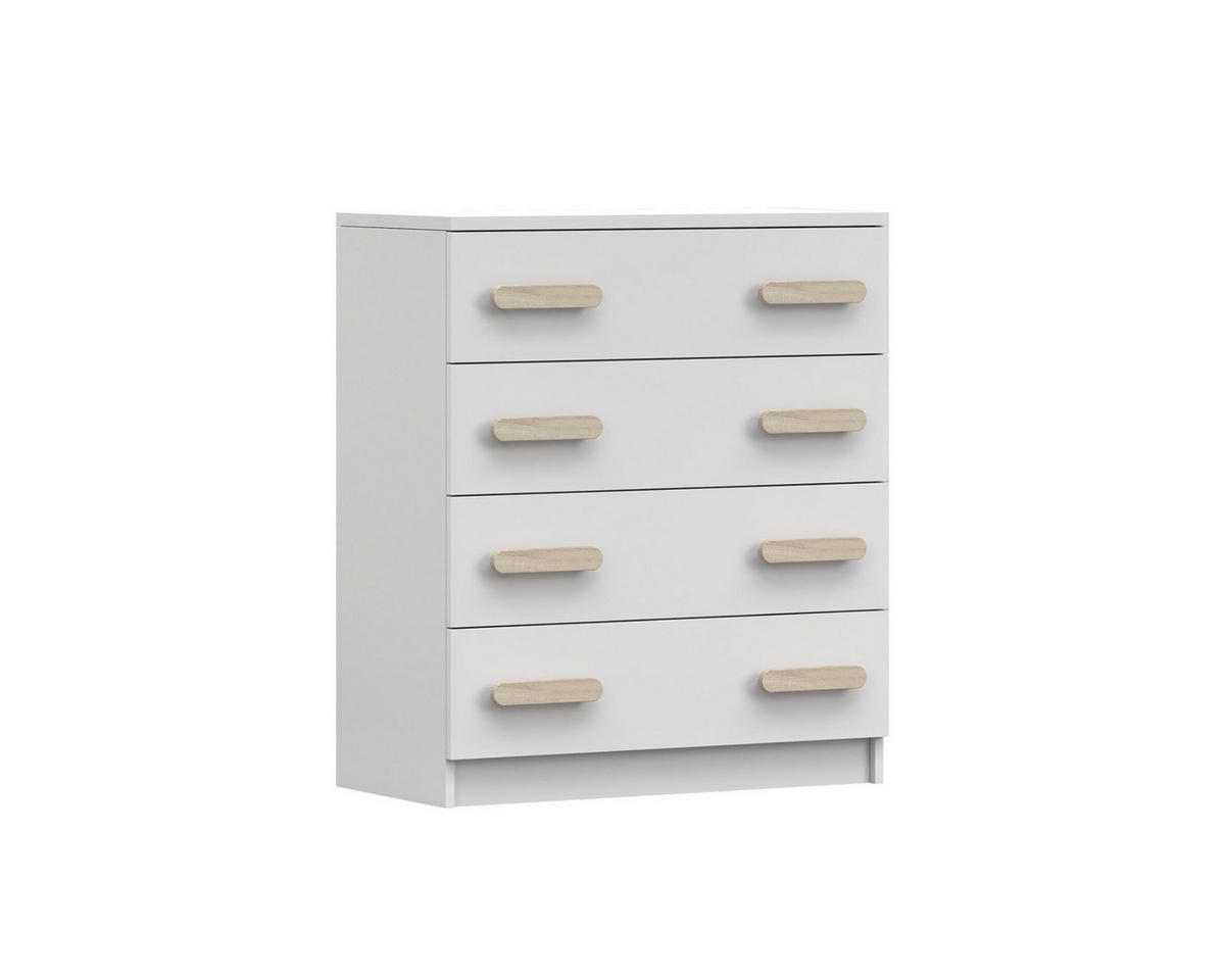 KINDERKOMMODE INGE 02 80/90/40 cm Weiß/Eiche Sonoma - Weiß/Sonoma Eiche, Holzwerkstoff (80/90/40cm) - Deine Möbel 24