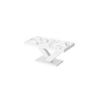 COUCHTISCH rechteckig Marmor Natur Weiß Hochglanz 120/60/49 cm - Weiß Hochglanz/Weiß, Holzwerkstoff (60/120/49cm)