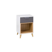 KINDER-NACHTTISCH JUSTIN 11 40 cm breit in Weiß / Graphit / Grau / Eiche - Eichefarben/Graphitfarben, Holzwerkstoff (41/58/40cm) - Deine Möbel 24