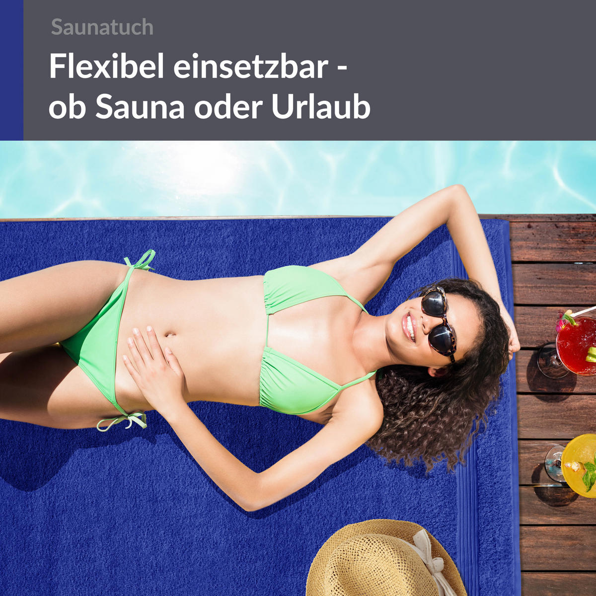 BADETUCH Linz Königs Blau 100x200 cm - Dunkelblau, Textil (100/200cm) - Lashuma