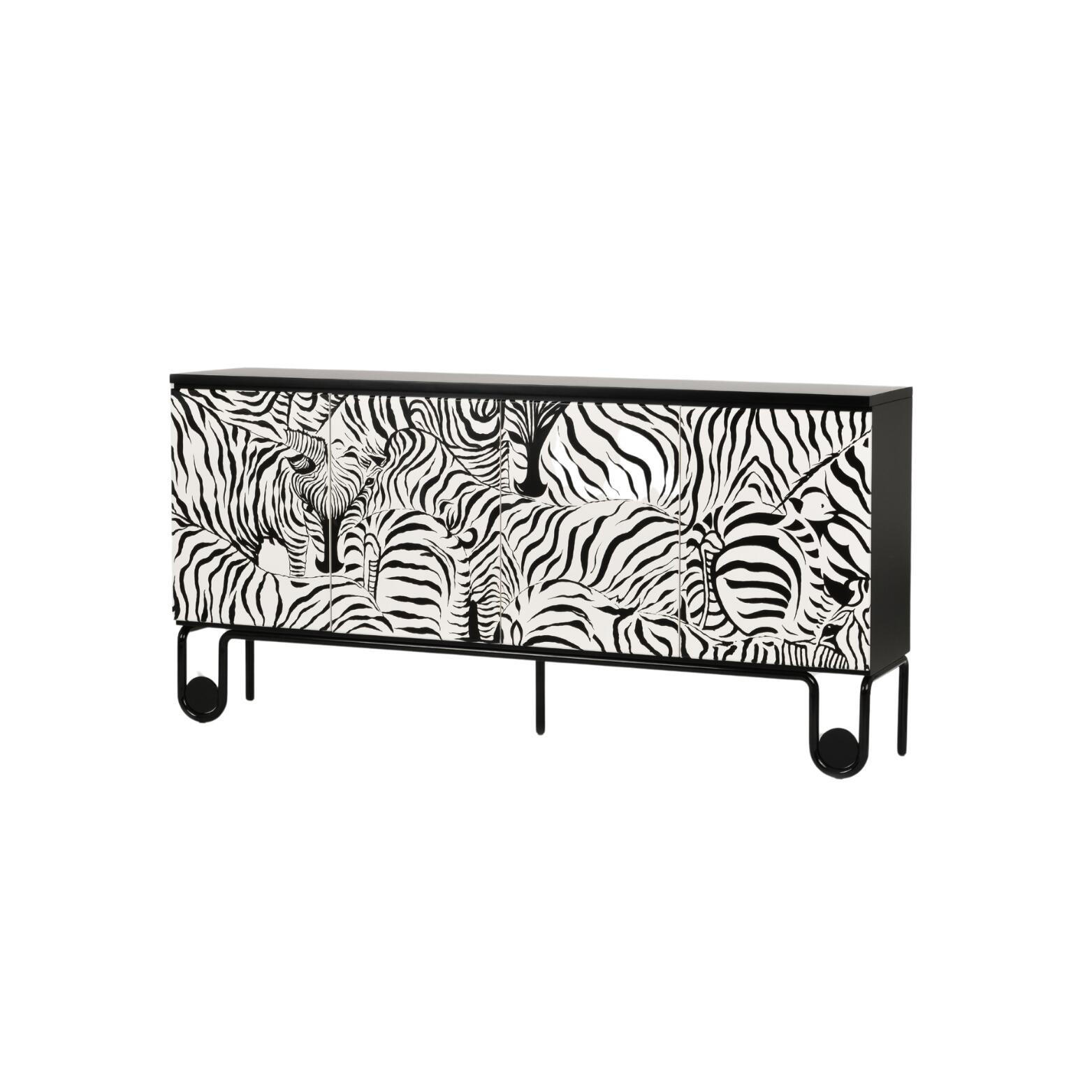 SIDEBOARD STILIG Schwarz, Weiß 183x40x90 cm - Schwarz/Weiß, Holzwerkstoff (183/90/40cm) - FURNLUX
