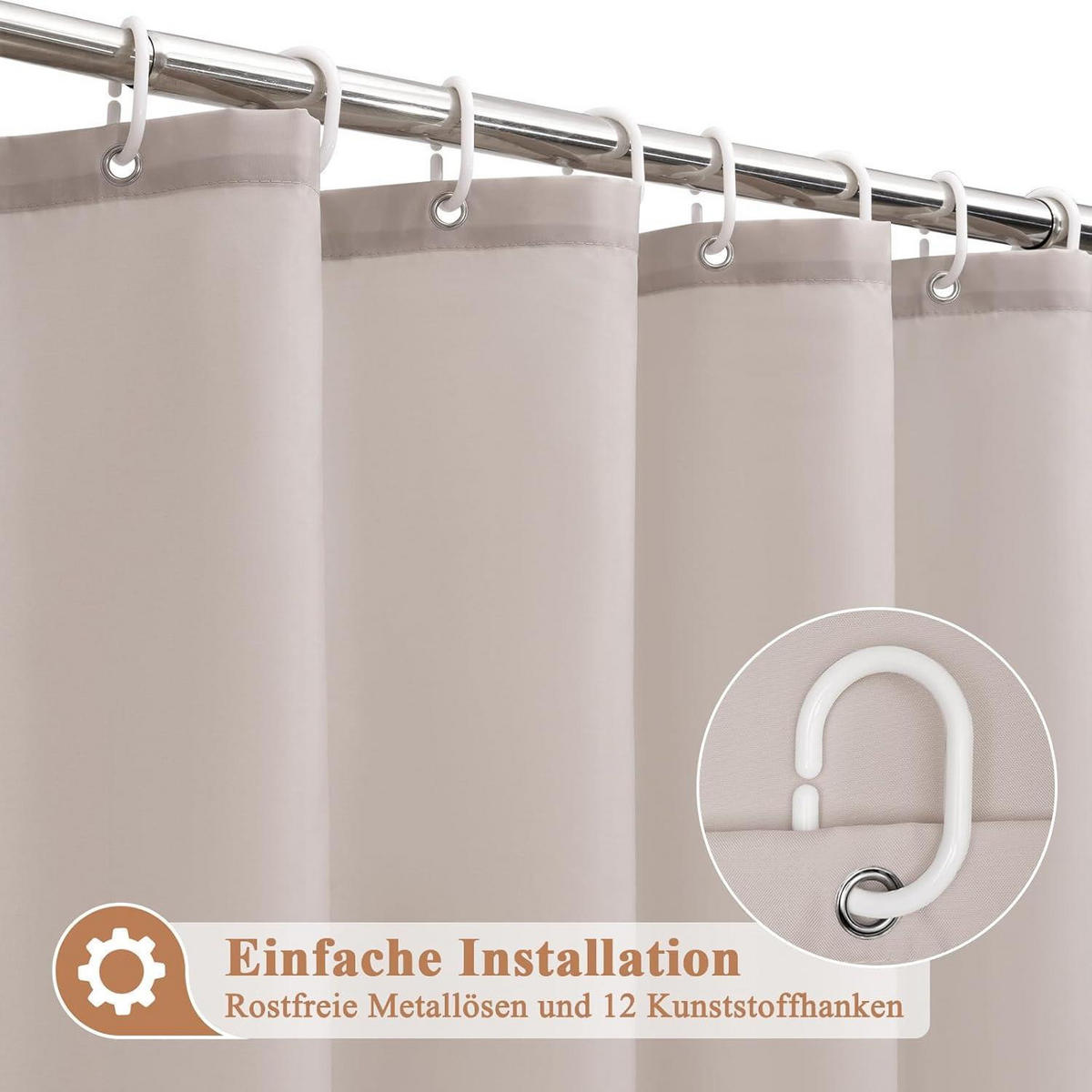 DUSCHVORHANG Sandfarben 180 x 200 cm - Sandfarben, Textil (180/200cm)