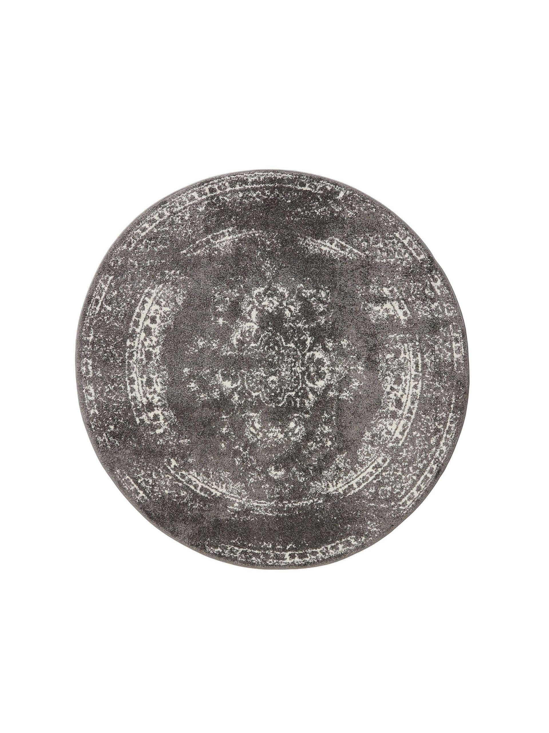 VINTAGE-TEPPICH Sia ø 120 cm rund - Grau, Kunststoff (120/120cm) - benuta