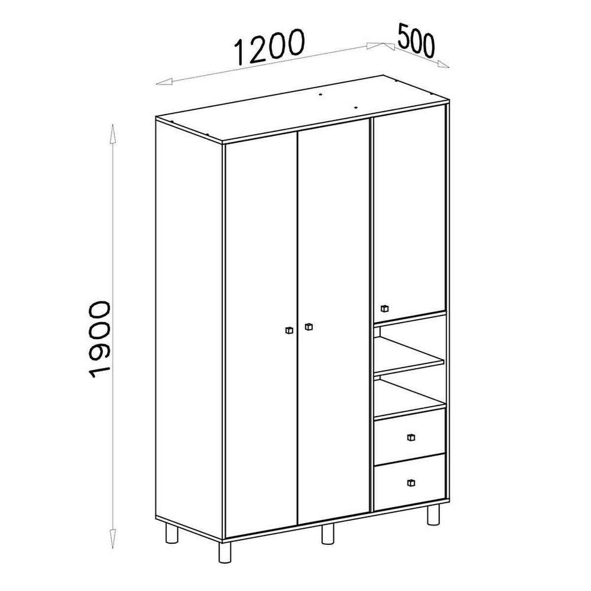 SCHLAFZIMMER Set 5-tlg. – FARO System – Grau / Weiß - Grau, Holzwerkstoff (120/190/50cm) - hi-markt