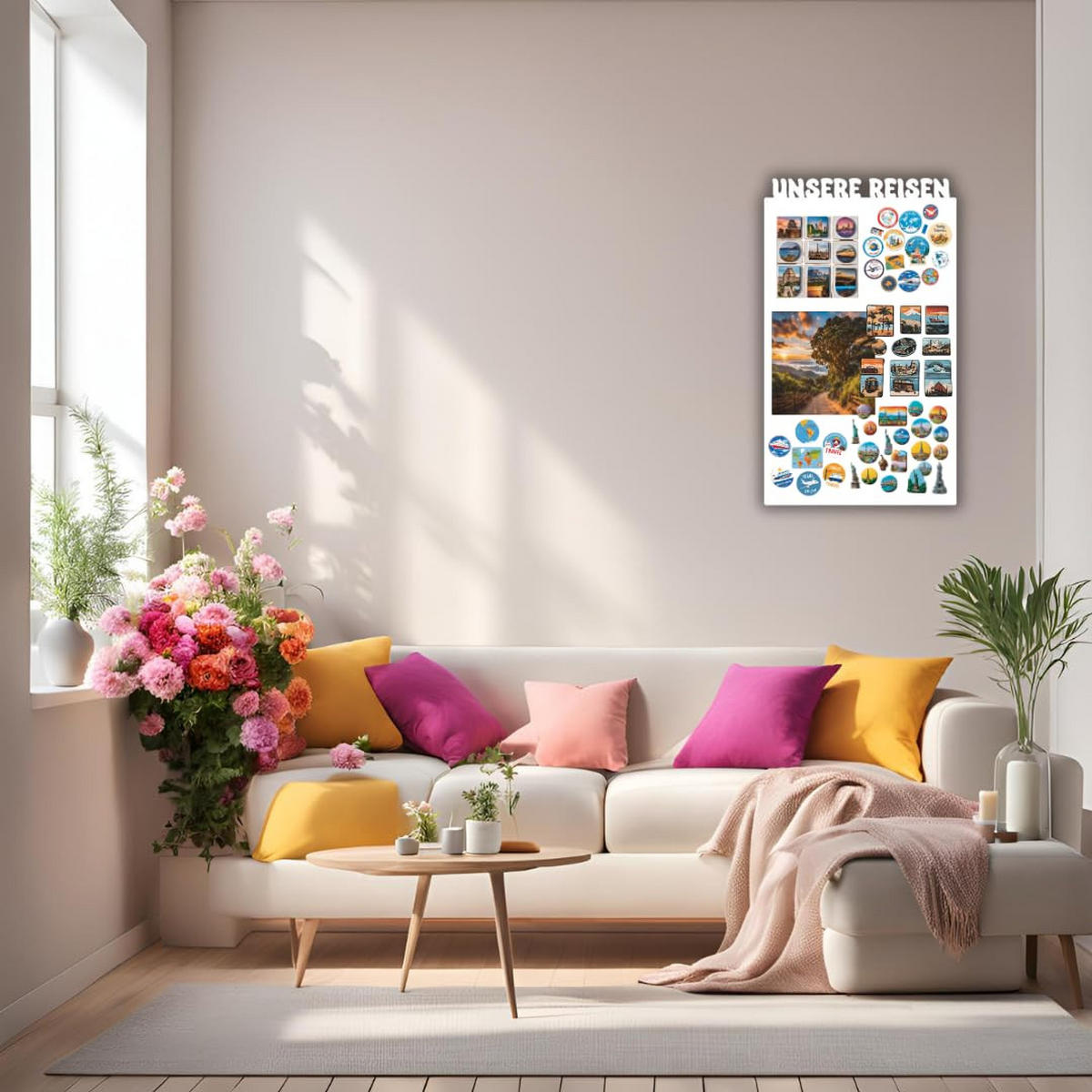 MAGNETTAFEL Unsere Reisen Weiß 50x85 cm - Weiß, Metall (50/85/0.7cm) - ANWICAR
