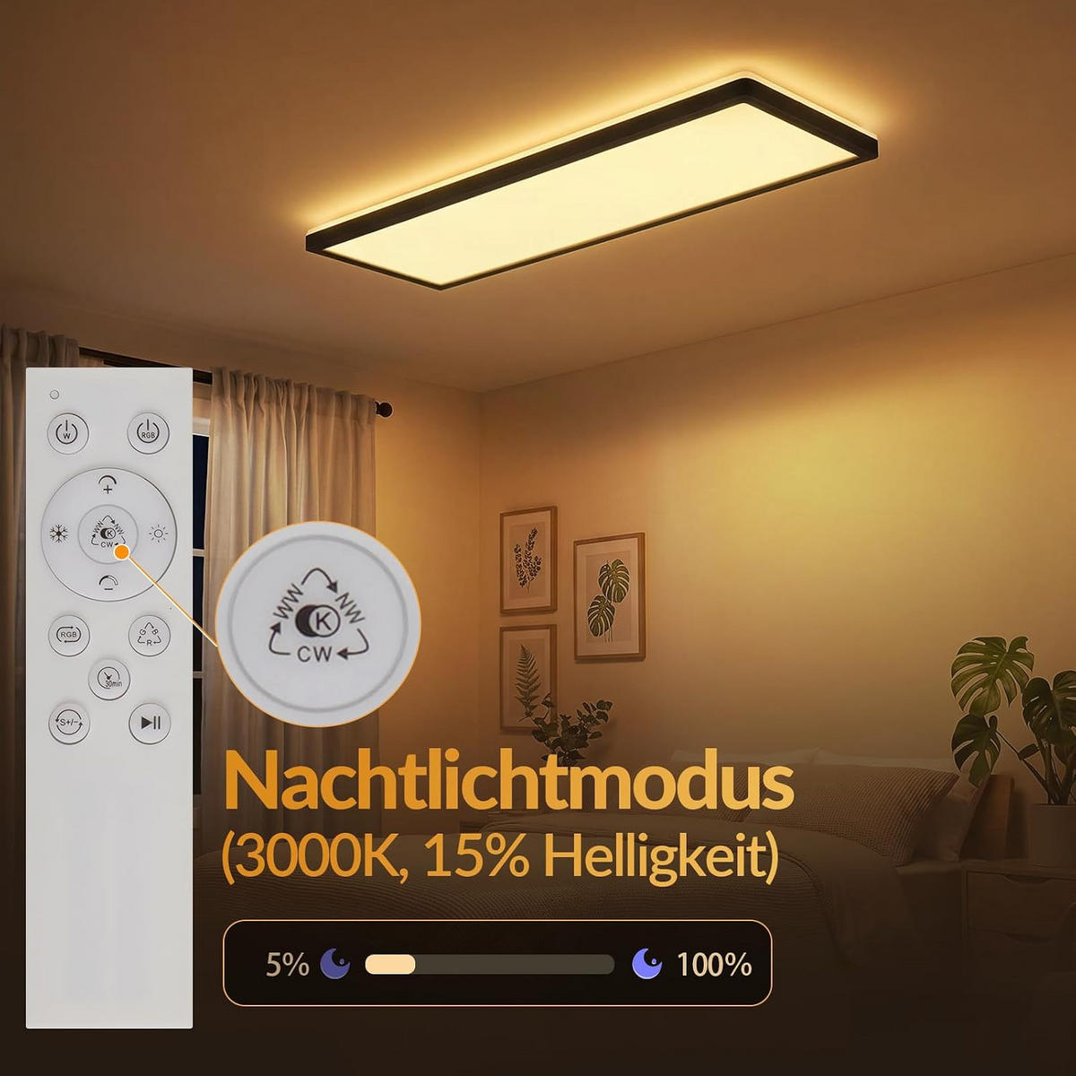 LED DECKENLEUCHTE Orvex 58/20/3 cm - Schwarz, Kunststoff (58/20/3cm) - ZMH