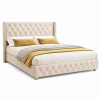 POLSTERBETT mit Lattenrost 160x200 cm Samt Hellbeige - Weiß, Metall (160/200cm) - Meubliv