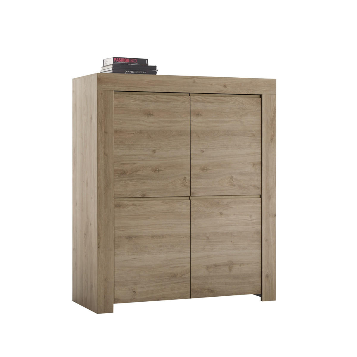 HIGHBOARD mit 4 Türen H140 cm - Firenze - Eichefarben, Holzwerkstoff (110/140/42cm) - Calicosy