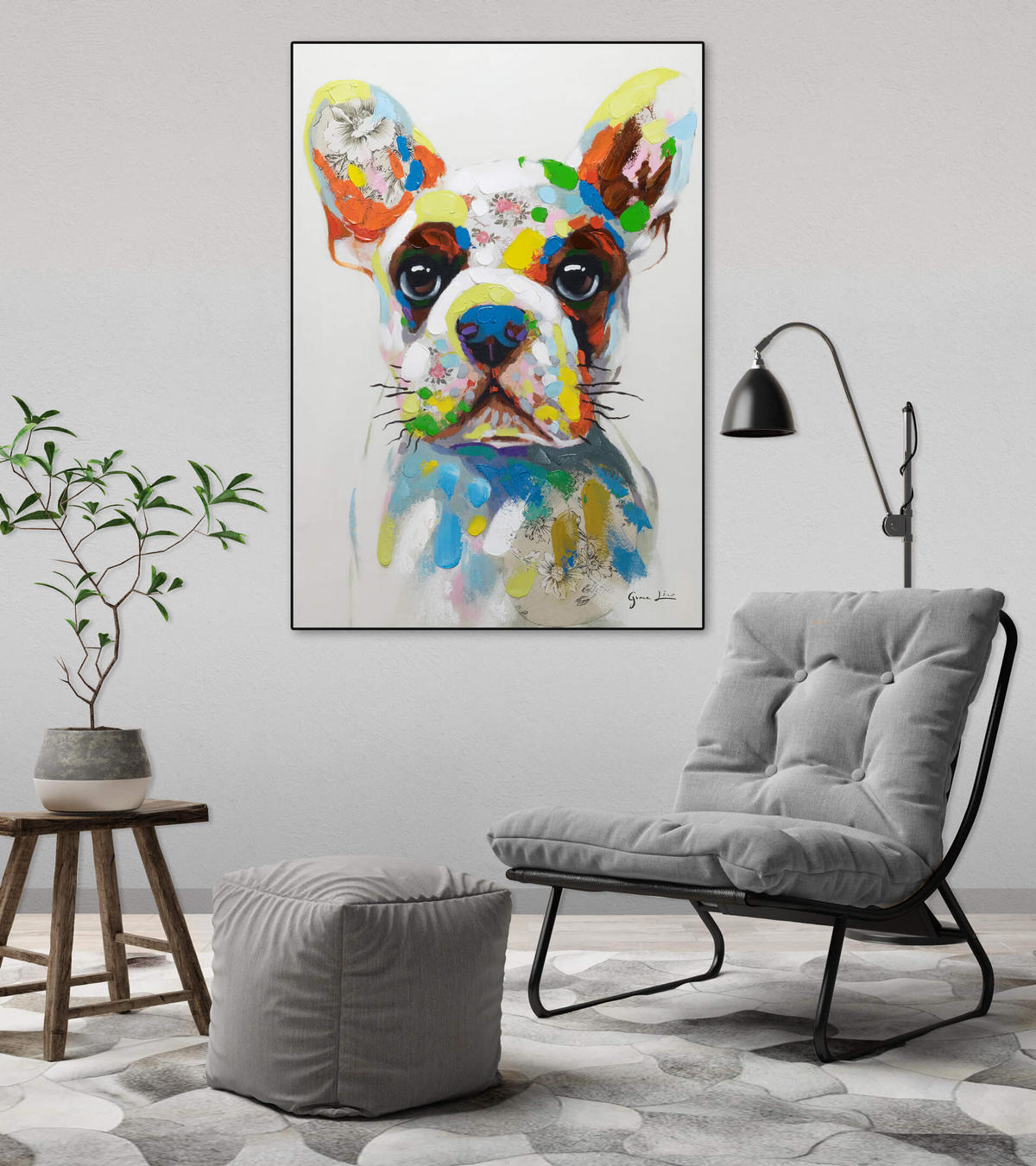 OLEJOMAĽBA 70/100 cm, Zvieratá - biela, drevo/textil (70/100cm) - KUNSTLOFT