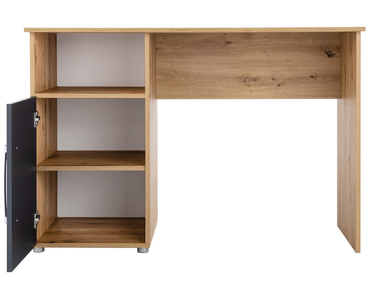 SCHREIBTISCH Alessio 115/77/60 cm mit Drehtür - Anthrazit/Silberfarben, Holzwerkstoff/Kunststoff (115/77/60cm) - arthur berndt