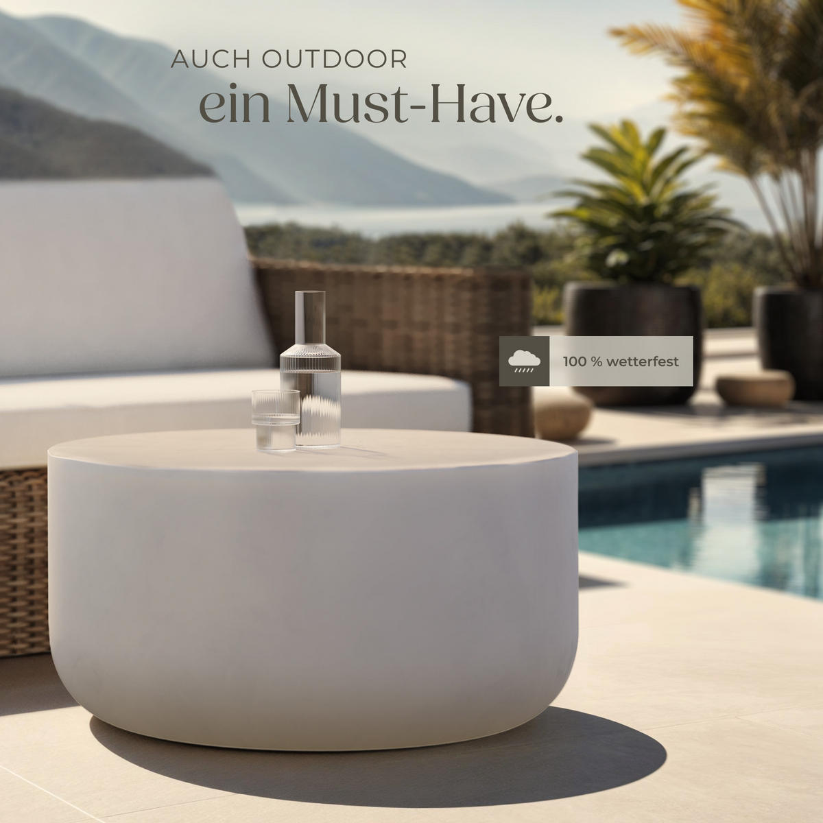 COUCHTISCH rund Ronan, 80 x 39, 5 cm, weiß - Weiß, Keramik (80/80/39.5cm) - tectake