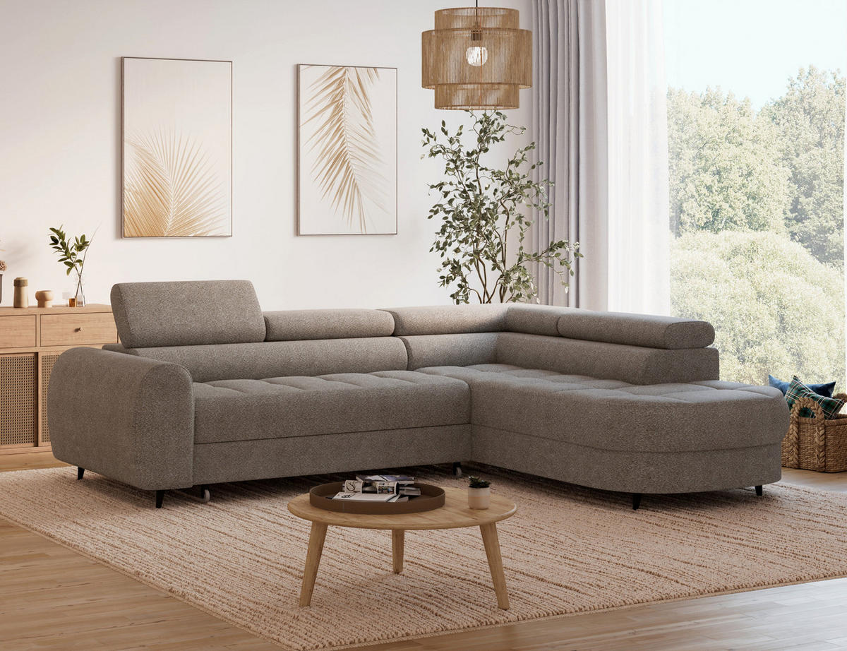 ECKSOFA Vesteria mit Schlaffunktion und Bettkasten – Modernes Design, verstellbare Kopfstützen und hoher Sitzkomfort - Braun, Kunststoff (279/72cm) - Wohnideebilder