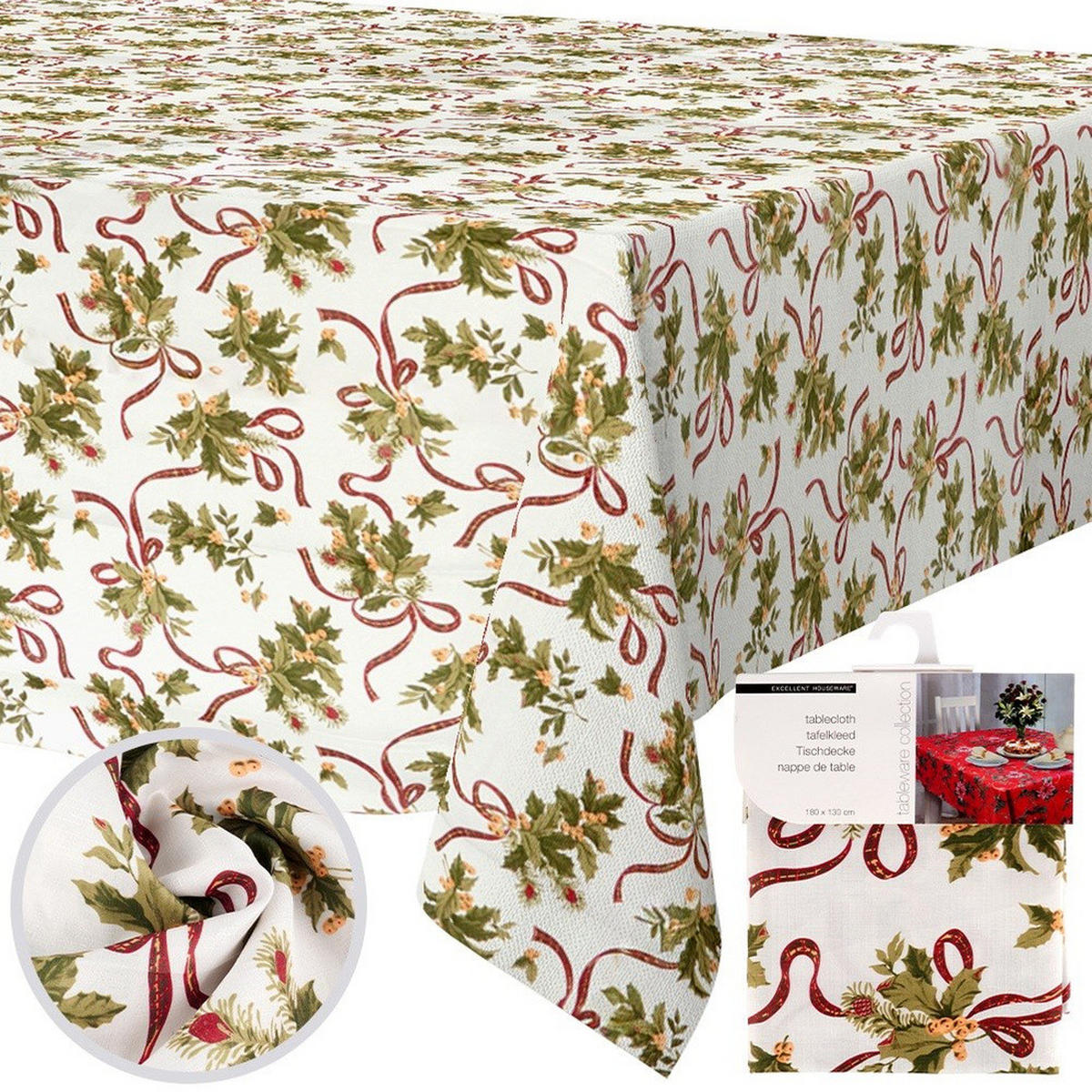 WEIHNACHTSTISCHDECKE Fleckenabweisend 180x130 cm - Creme, Textil (180/130cm) - Excellent Houseware