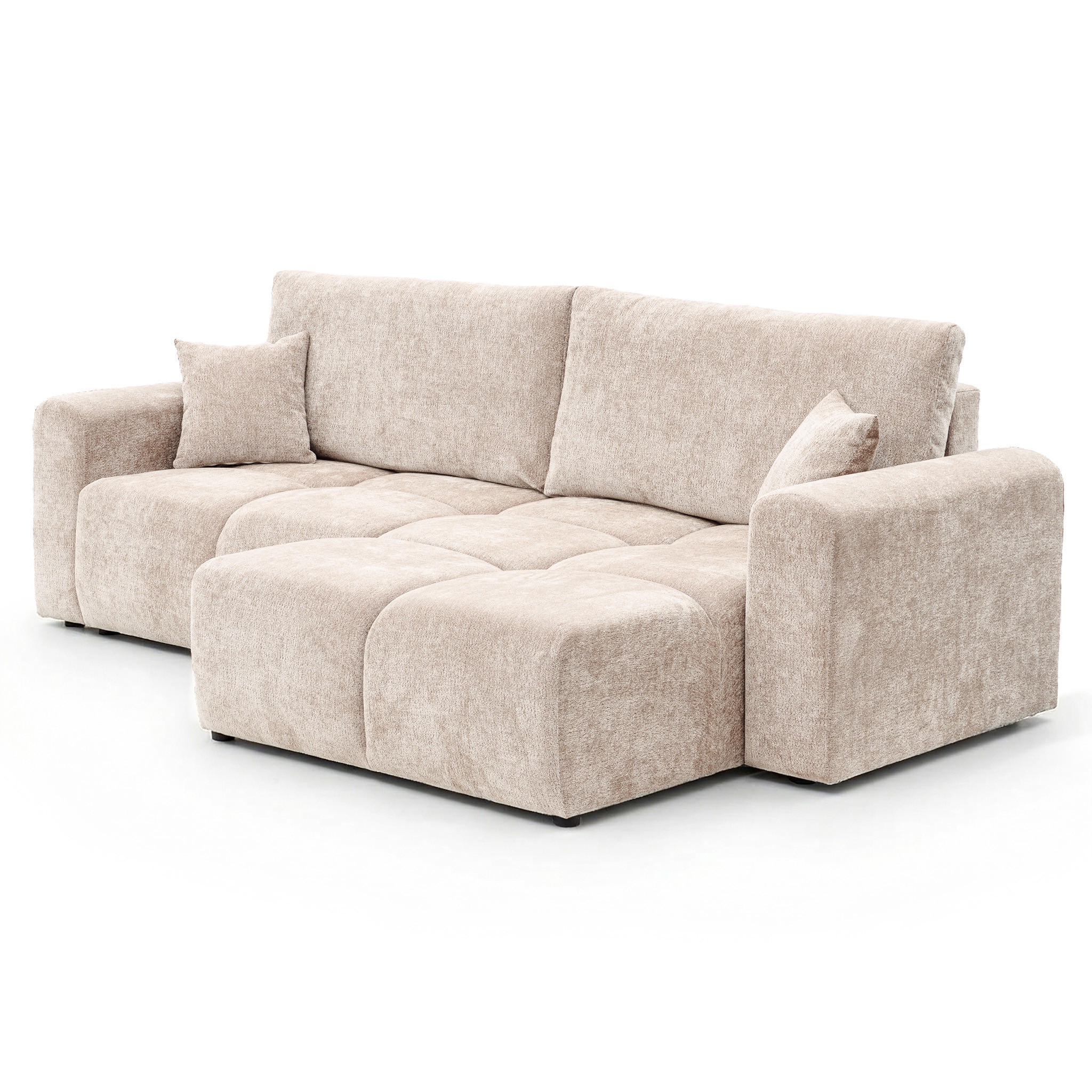ECKSOFA BALOO mit Schlaffunktion und Bettkasten Beige - Beige, Holzwerkstoff/Kunststoff (250/90/90cm) - Idohome