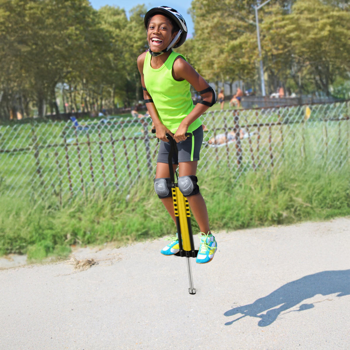 POGO-STICK - Gelb, Kunststoff/Textil (29/6cm) - Relaxdays