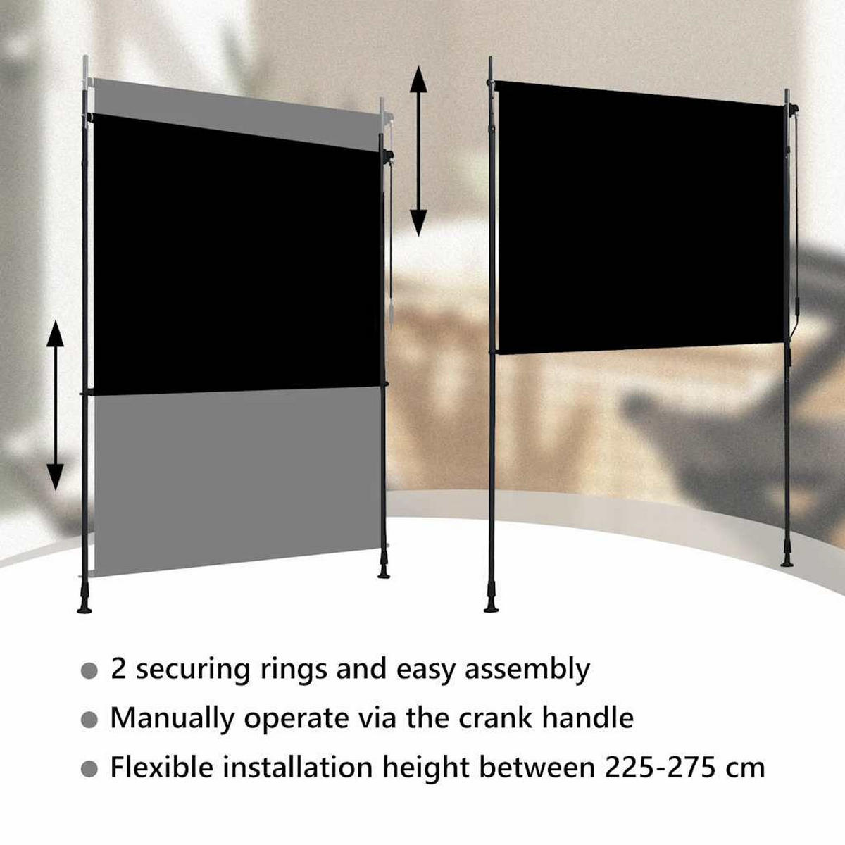 AUSSENROLLO 150/270 Cm Anthrazit - Anthrazit, Textil (150/270cm) - vidaXL