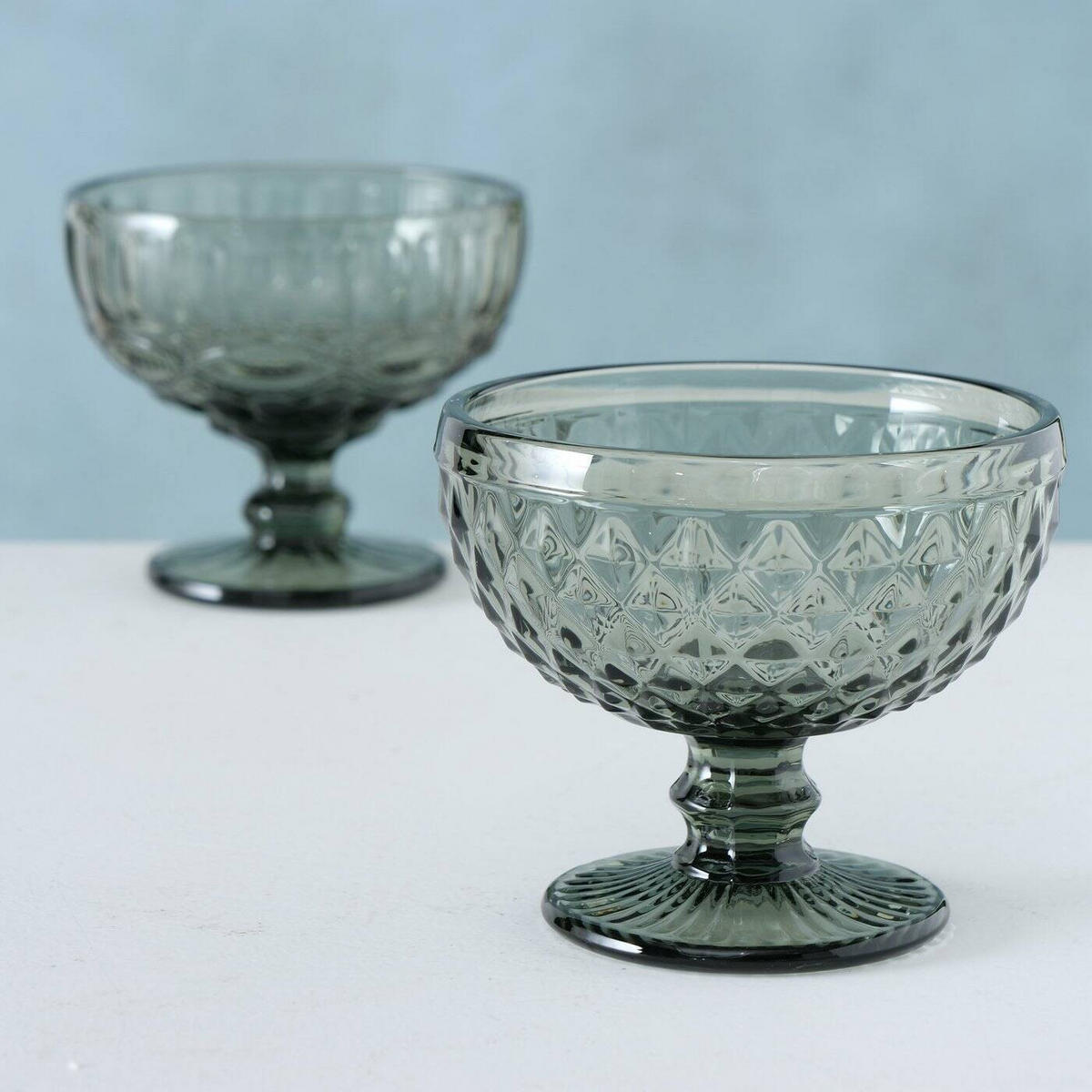 DESSERT- UND EISBECHER Grünes Glas Ø 12 cm - Grau, Glas (12cm) - Boltze Home