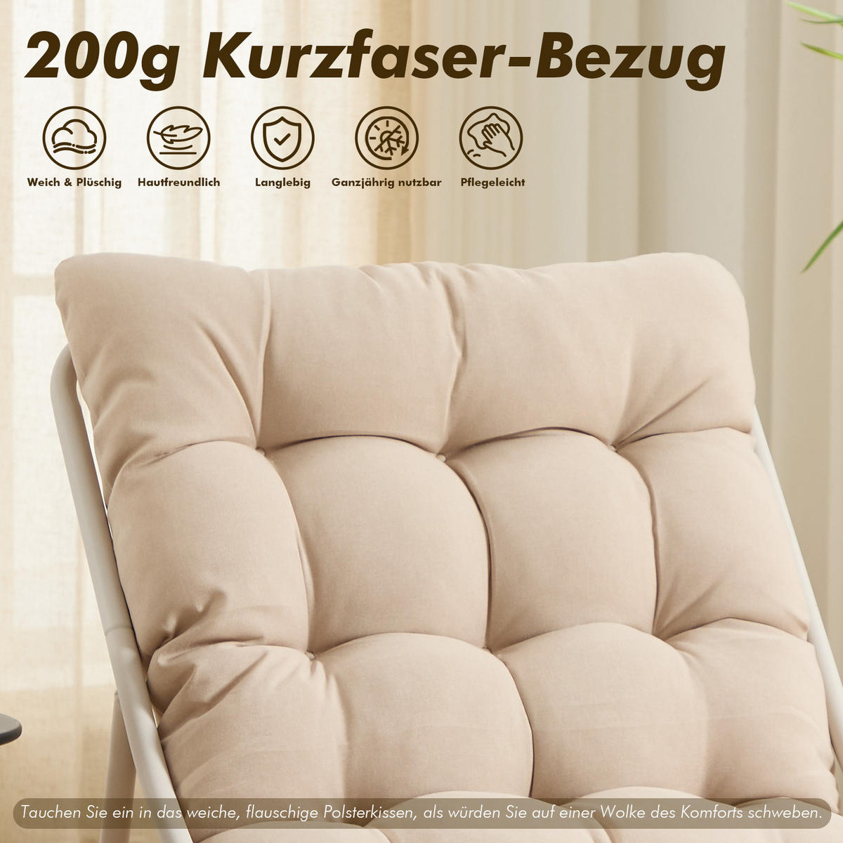SESSELSET, Relaxsessel mit Hocker,Stahlrahmen,Polyester,Beige - Beige, Metall (78/86/65cm) - LVHOM