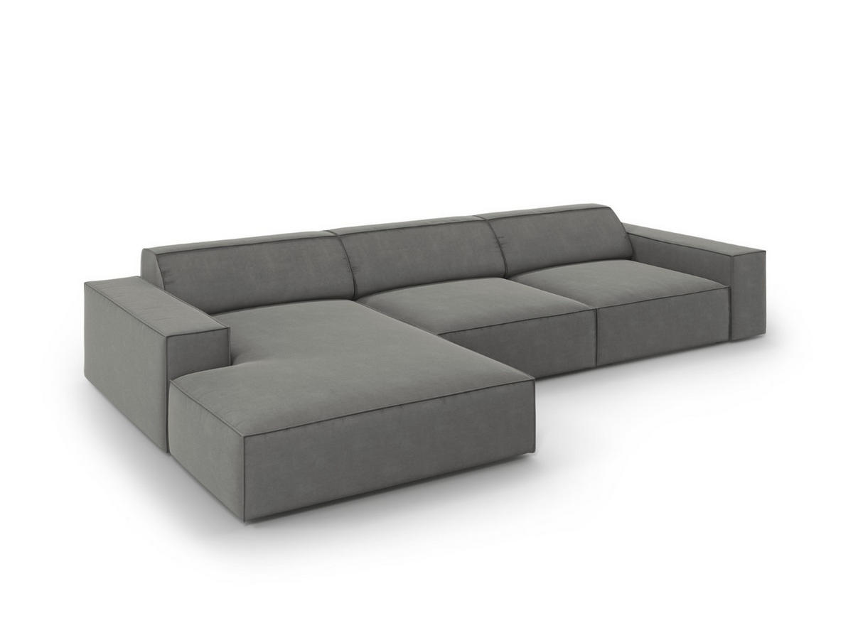ECKSOFA links Jodie aus Samt hellgrau 4 Sitzplätze - Hellgrau, Textil (166/284cm) - Micadoni