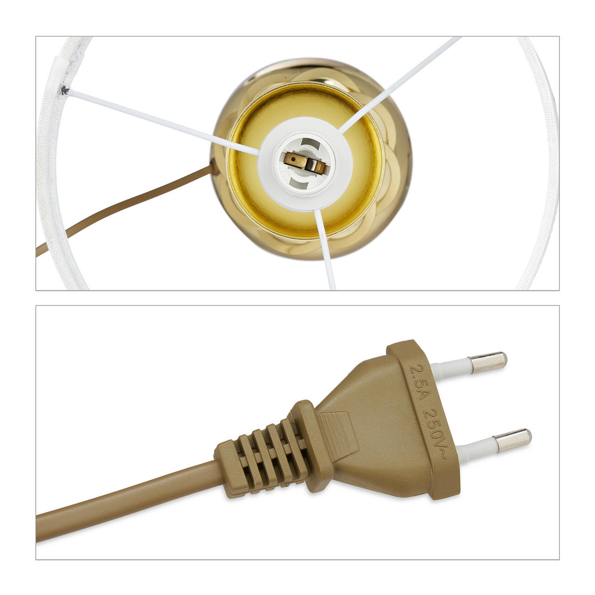 TISCHLAMPE - Goldfarben, Kunststoff/Textil (25/25/43.5cm) - Relaxdays