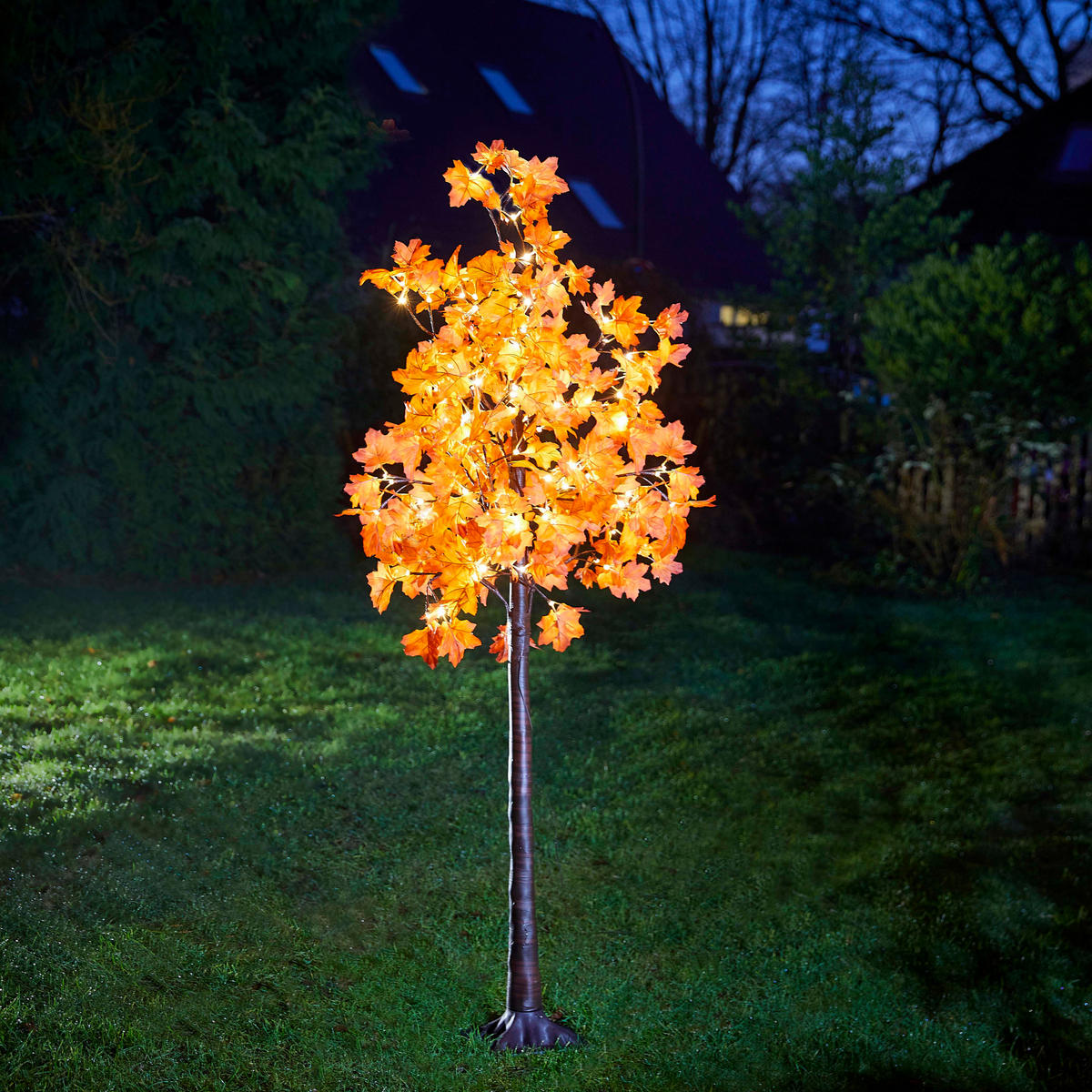 LED-HERBSTBAUM - 180cm hoch mit 120 warmweißen LEDs, elastischen Zweigen und Timerfunktion für Innen- und Außenbereich - Weiß, Kunststoff (21.5/21.5/185cm) - Northpoint