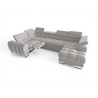 WOHNLANDSCHAFT Bastien Relax - Hellgrau, Holzwerkstoff/Textil (350/95/198cm) - Fun Möbel