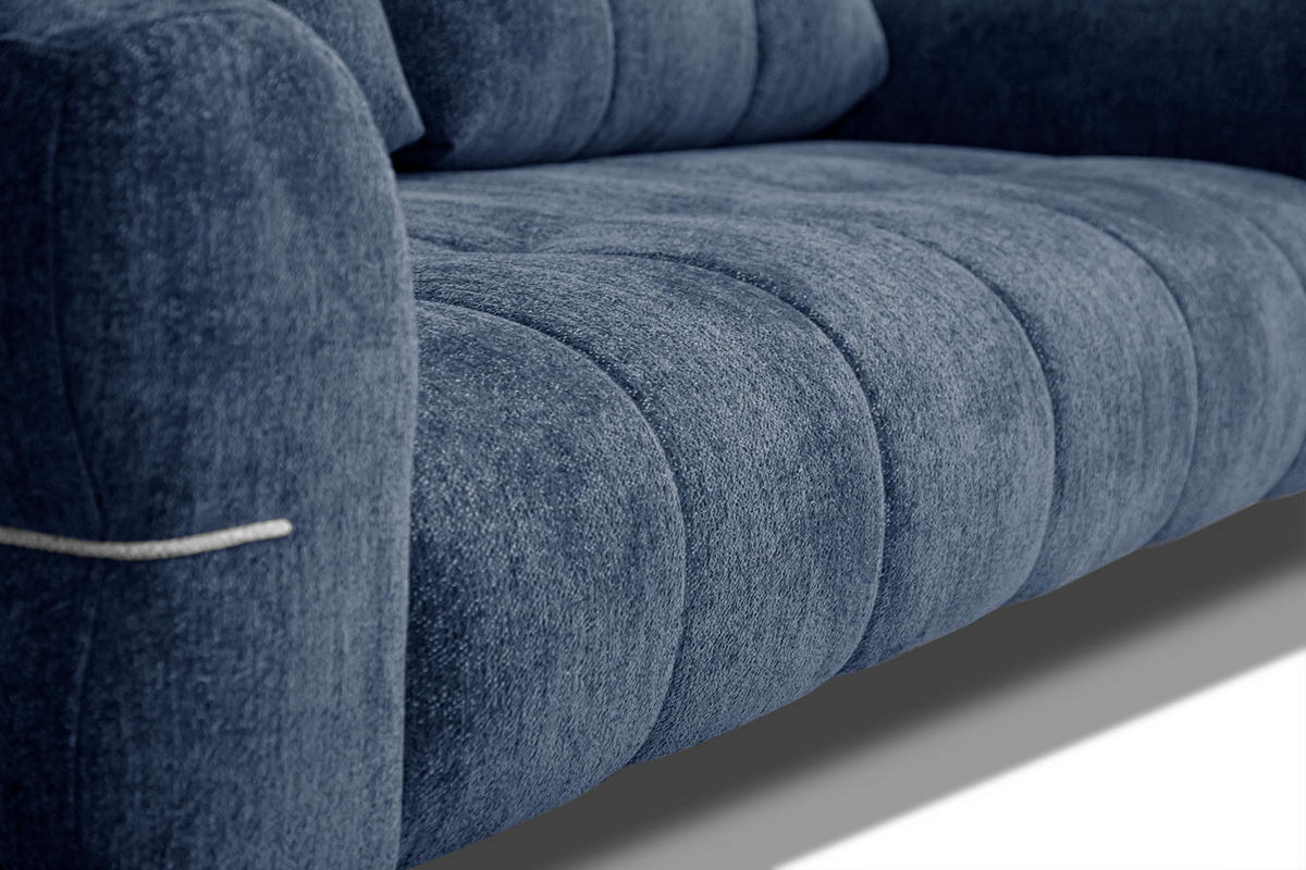 SOFA SALVINI 3-Sitzer, dunkelblau - Schwarz/Dunkelblau, Holzwerkstoff/Textil (176/88/99cm) - Courtois Laville