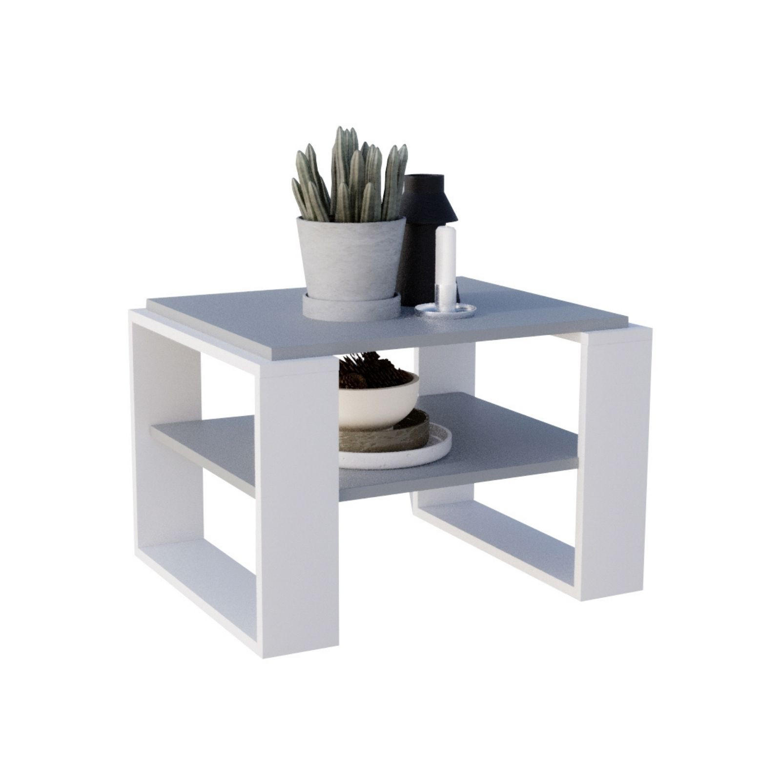 COUCHTISCH Holzwerkstoff rechteckig stabil Dunkelgrau 44/54/63cm - Dunkelgrau/Weiß, Holzwerkstoff (54/63/44cm) - CraftPAK