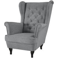 CHESTERFIELD-SESSEL Falco grau mit Wenge Holzbeinen - Grau, Holz/Textil (82/102/92cm) - Beautysofa
