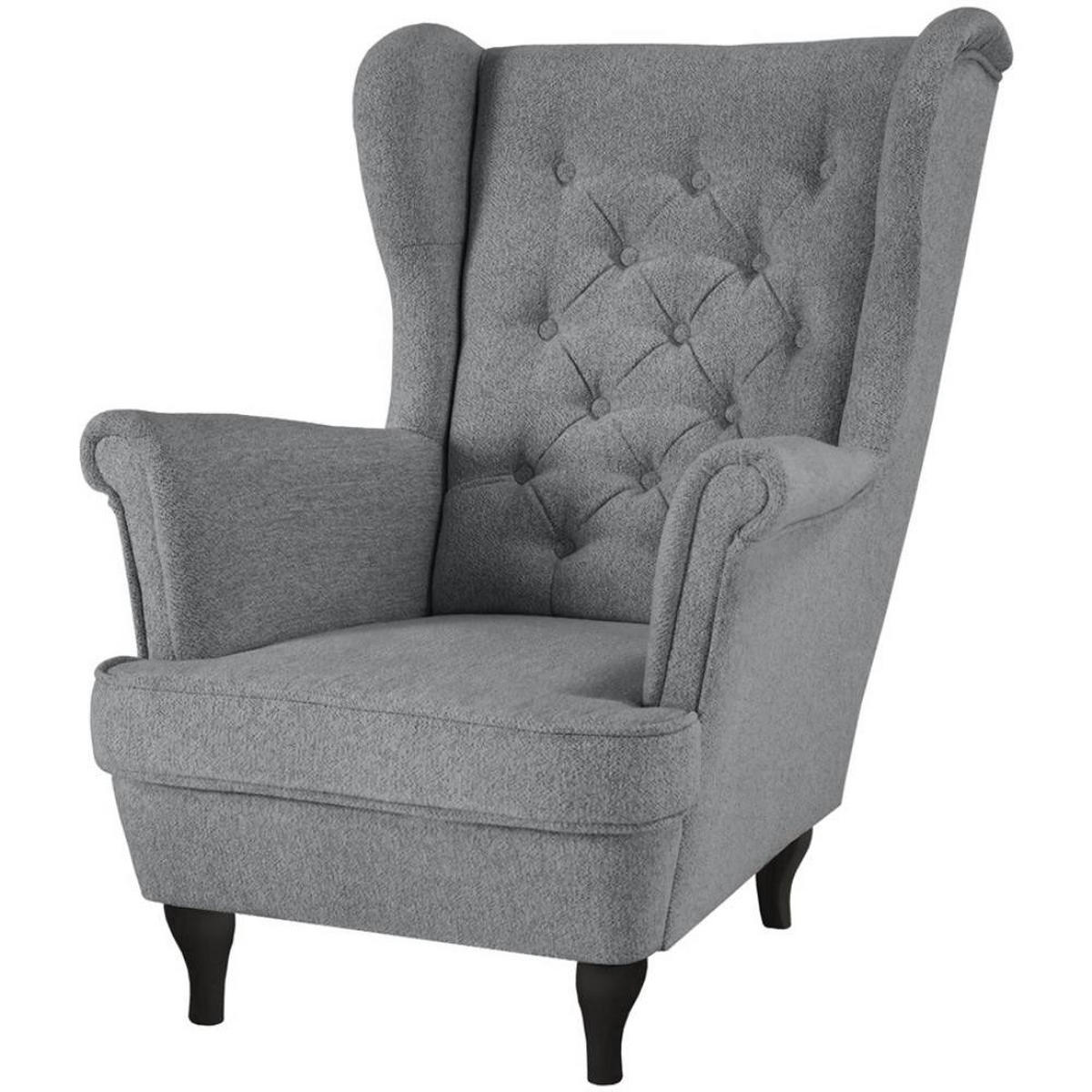 CHESTERFIELD-SESSEL Falco grau mit Wenge Holzbeinen - Grau, Holz/Textil (82/102/92cm) - Beautysofa