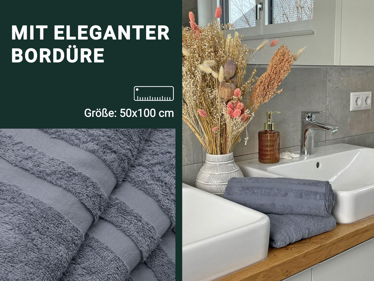 HANDTÜCHER, 6er-Set, 50x100 cm, 100% Baumwolle, Grau - Grau, Textil (50/100cm) - Zollner