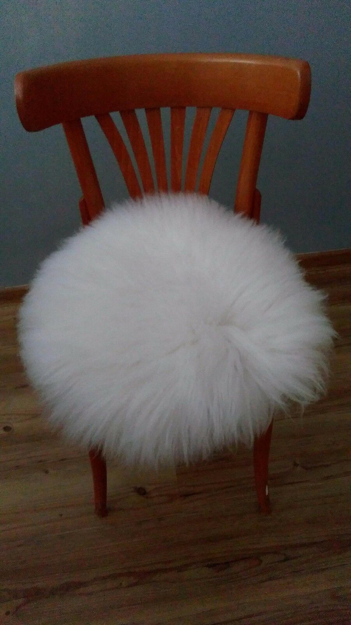 SITZKISSEN Schaffell rund 40 cm Weiß Braun Grau - Weiß, Fell (40/40cm) - Provellus